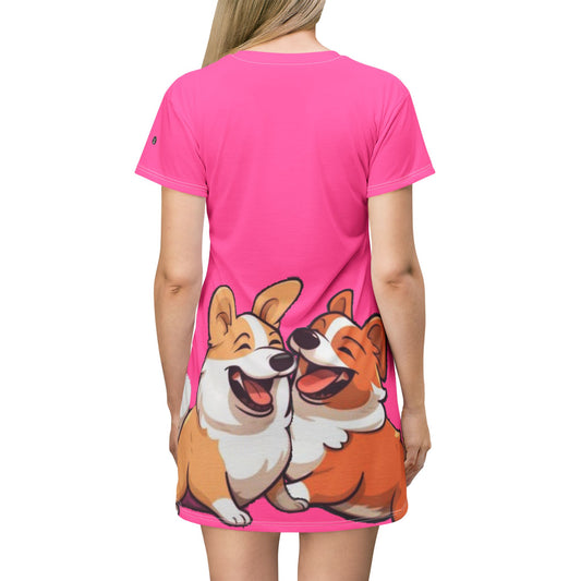 I Heart Corgis Pink T-Dress