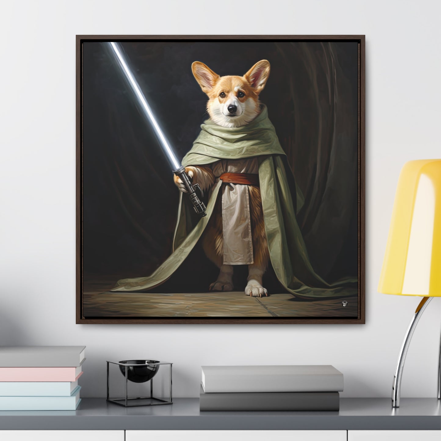 Jedi Corgi - Framed on Canvas