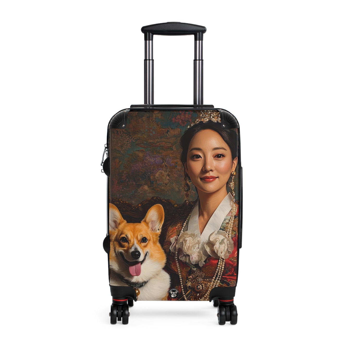 Queen Of The Corgis Custom Portrait Travel Suitcases – Regal Corgi Rolling Luggage