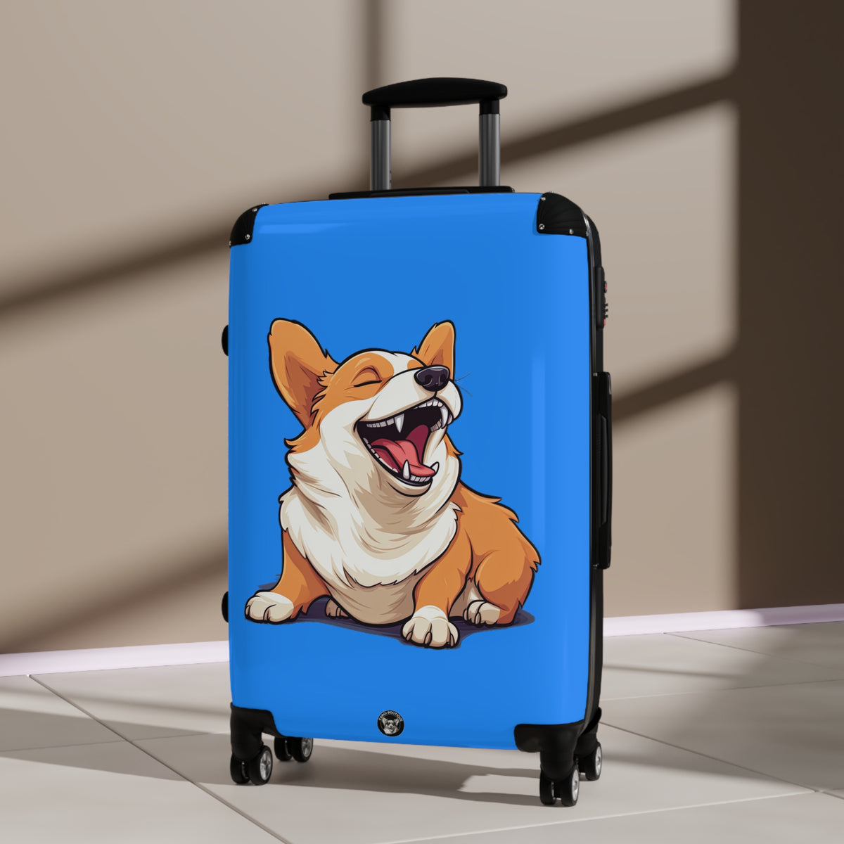 Comical Corgi All Smiles Suitcases - Fun & Funny Blue Luggage