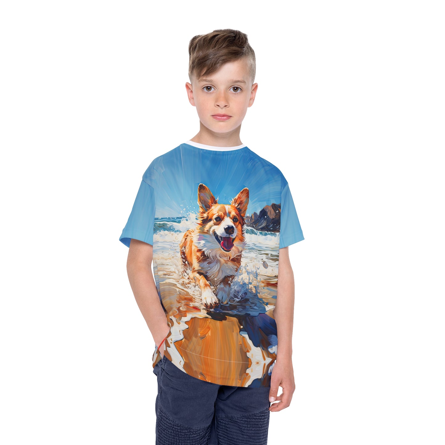 T-shirt de sport enfant Corgi côtier