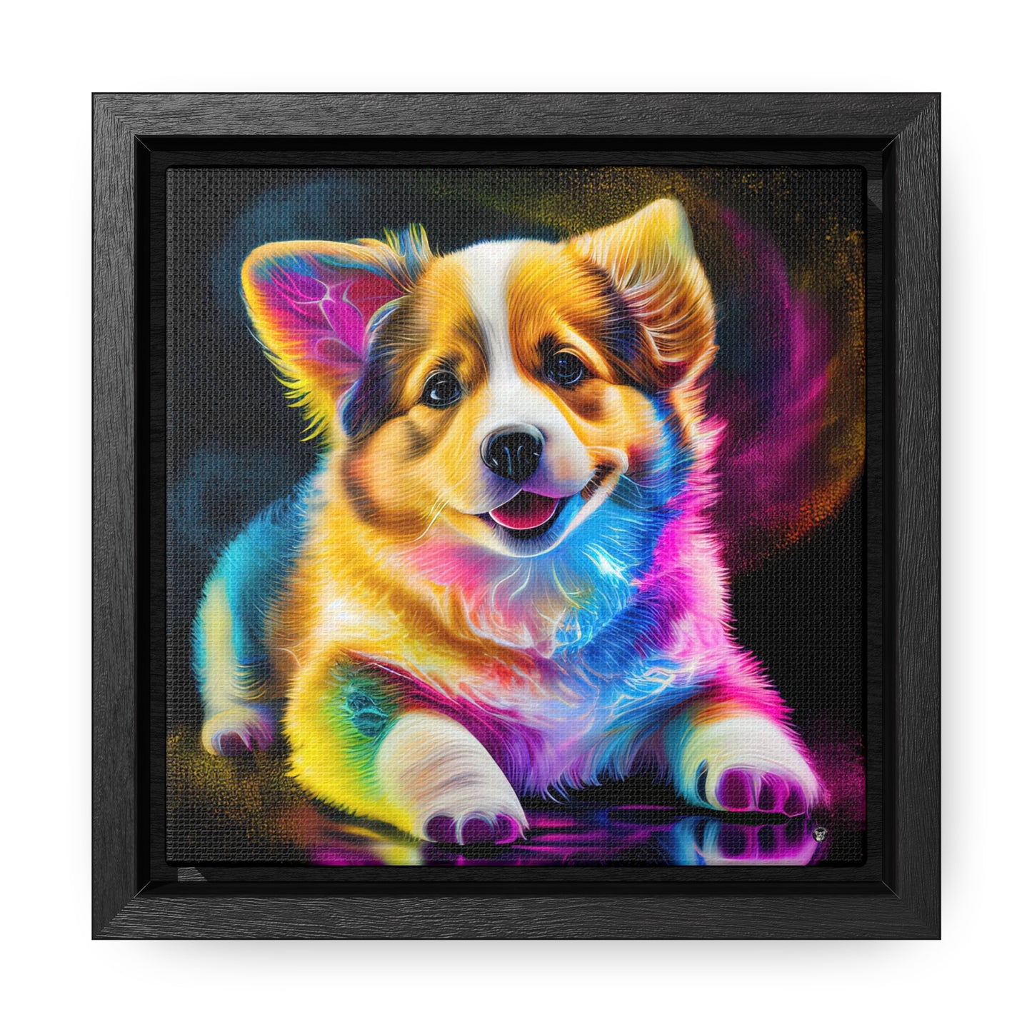 Colorful Corgi - Framed on Canvas