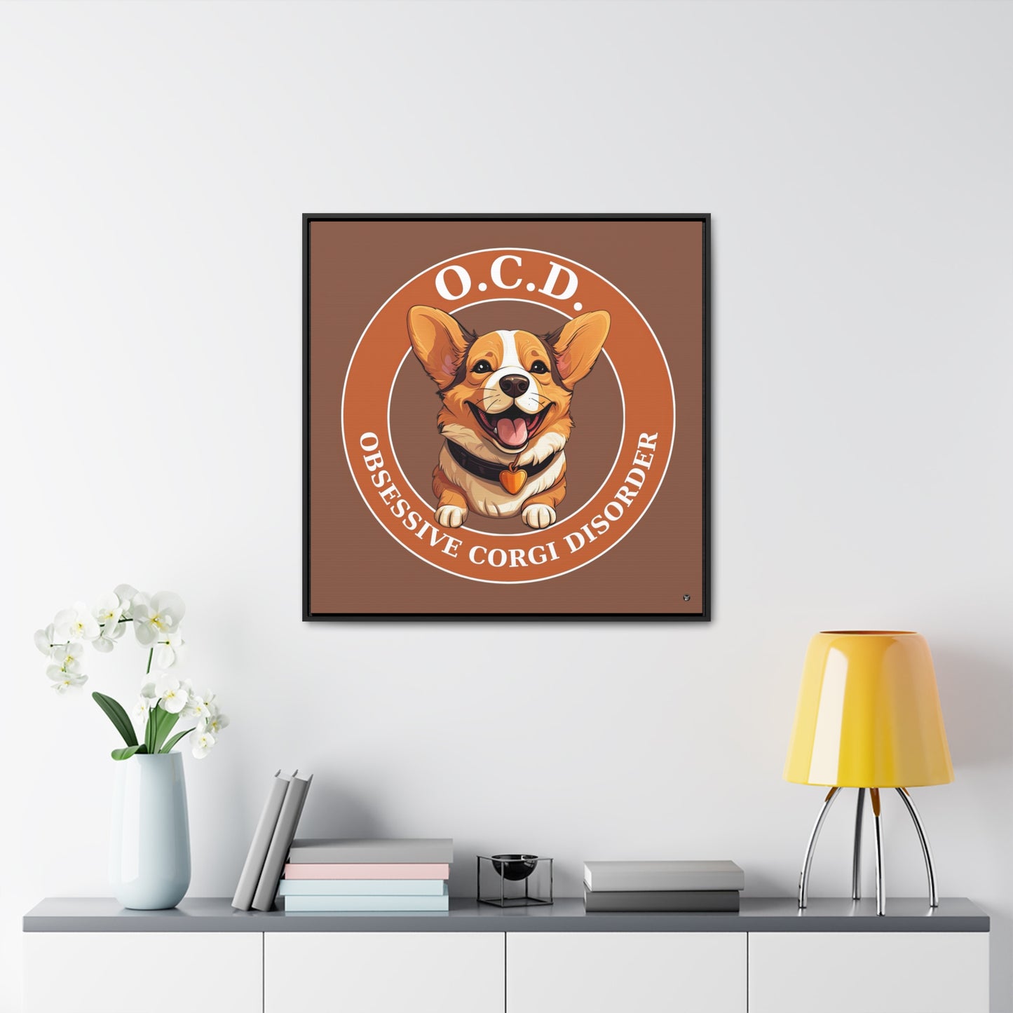 O.C.D. Obsessive Corgi Disorder - Framed on Canvas