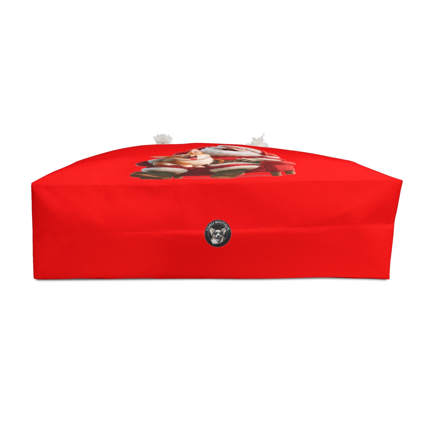 Christmas Corgi Sitting on Santa's Lap Weekender Beach Bag – Holiday Corgi Travel Tote