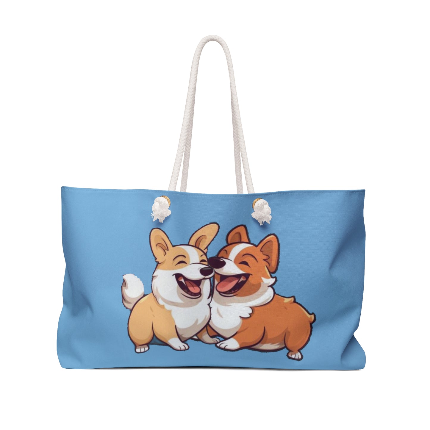 Corgi Best Mates Weekender Beach Bag – Cute Light Blue Travel Tote