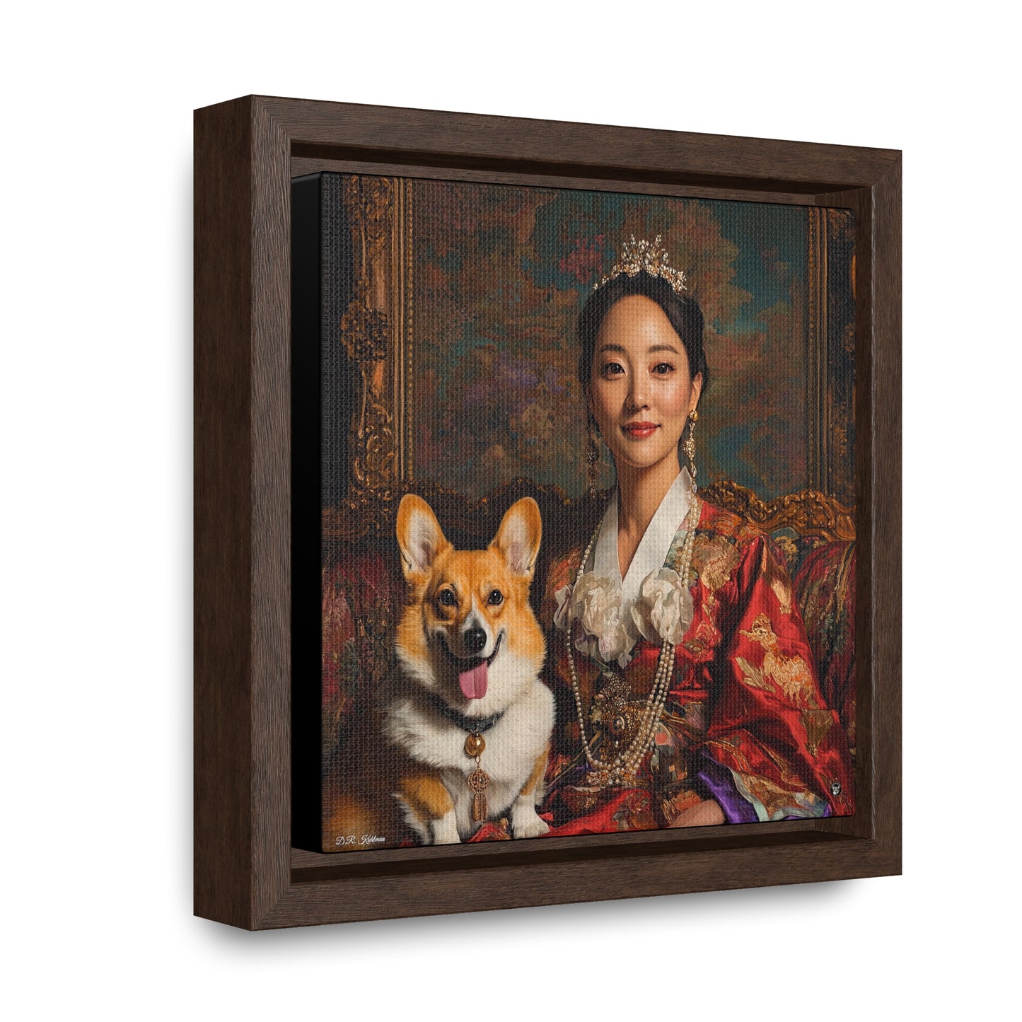 Korean Corgi Queen - Framed on Canvas
