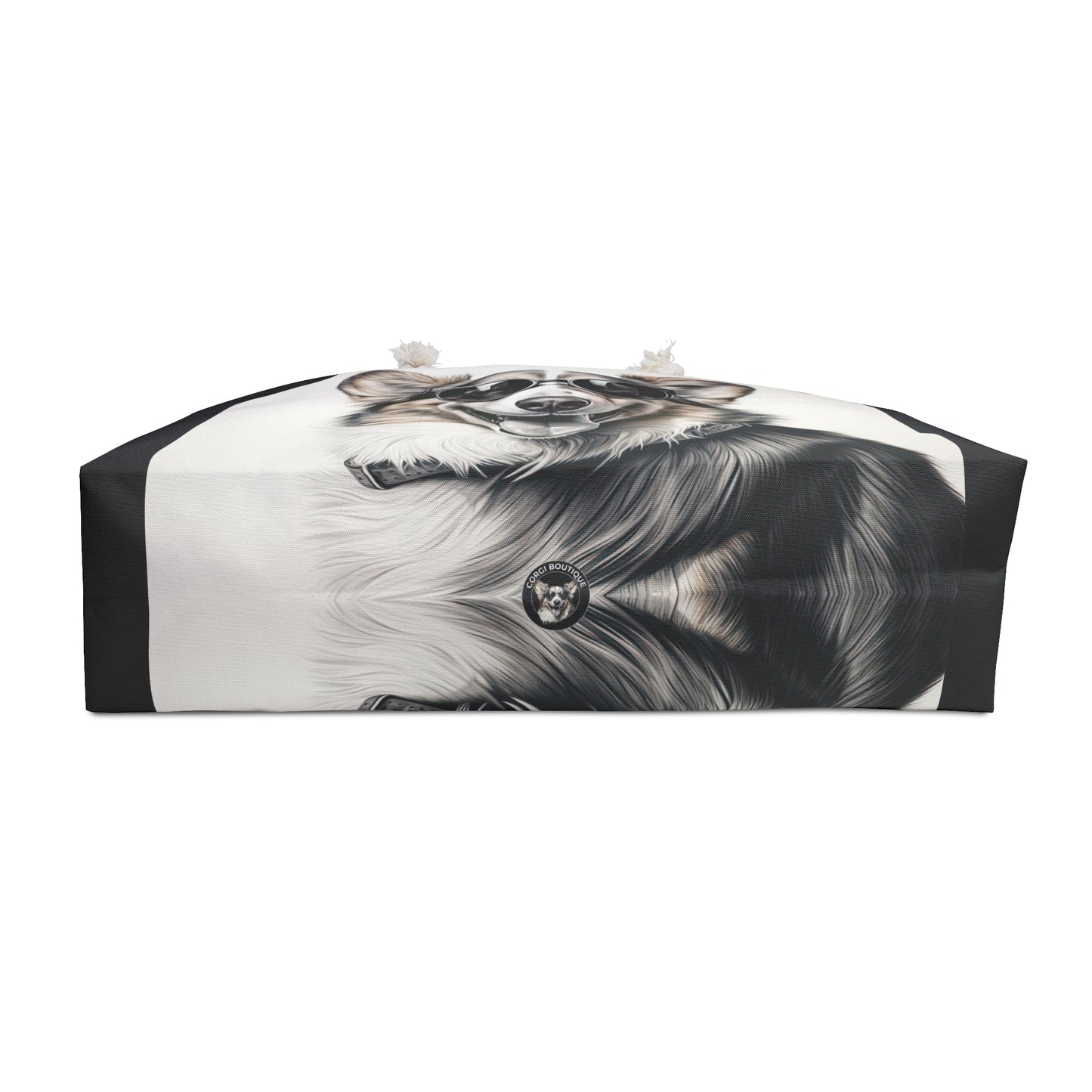 Corgi Cool Artistic Illustration Weekender Beach Bag – Black & White Corgi Travel Tote