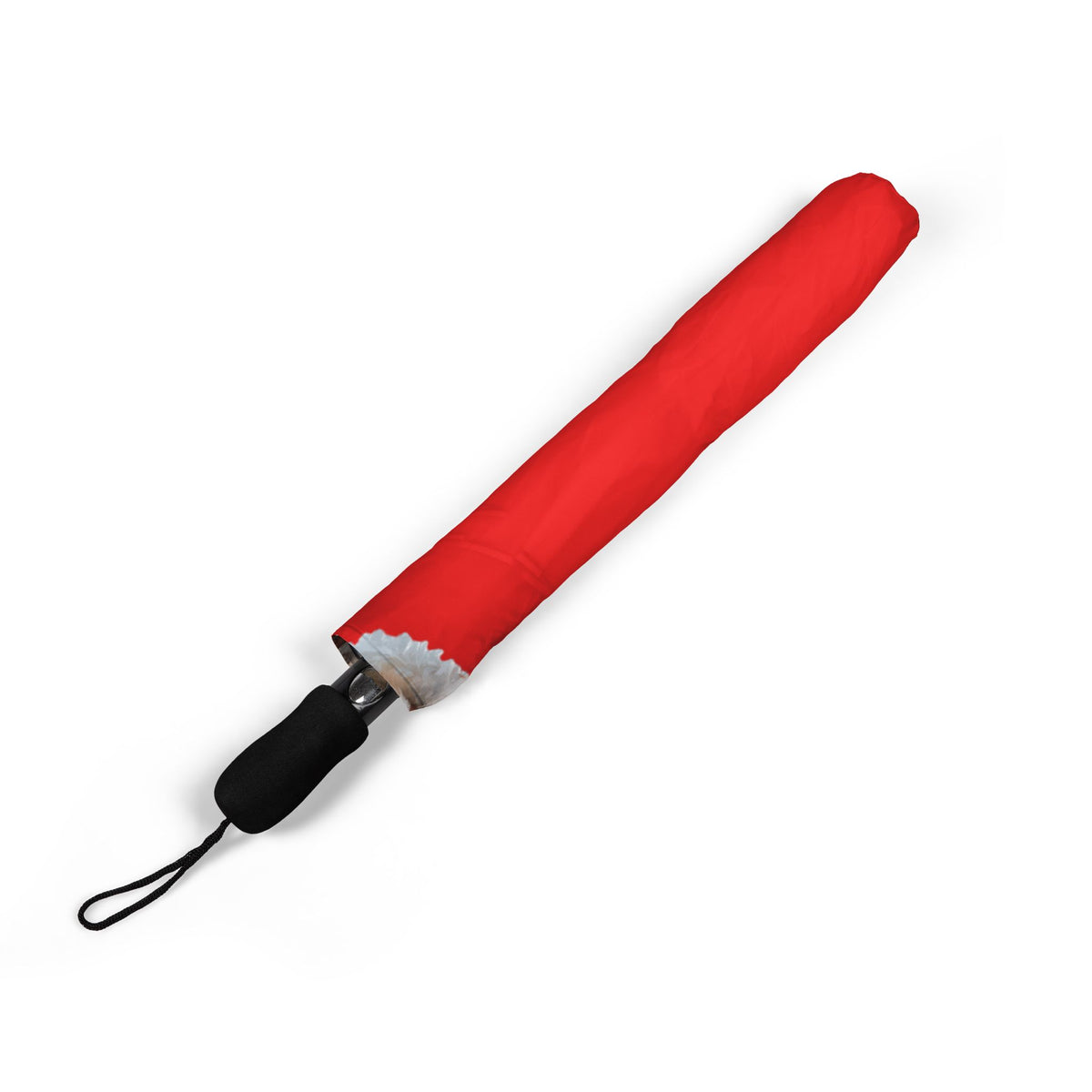 Christmas Corgi Sitting On Santa's Lap Foldable Umbrella — Red Holiday Rain Shield