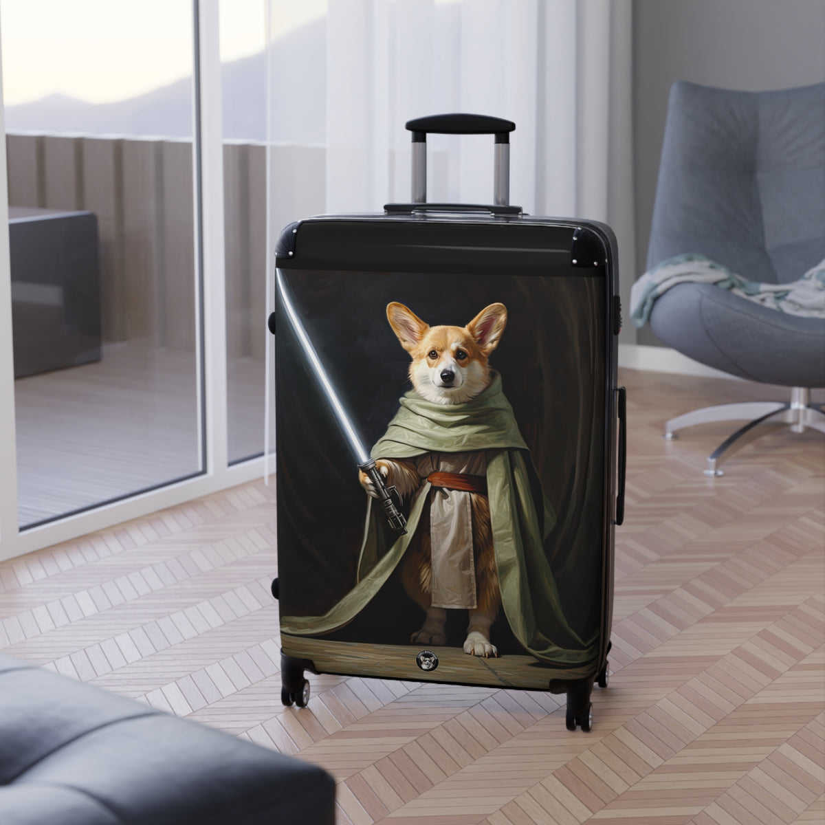 Corgi Jedi Knight Travel Suitcases - Star Warrior Corgi Rolling Luggage