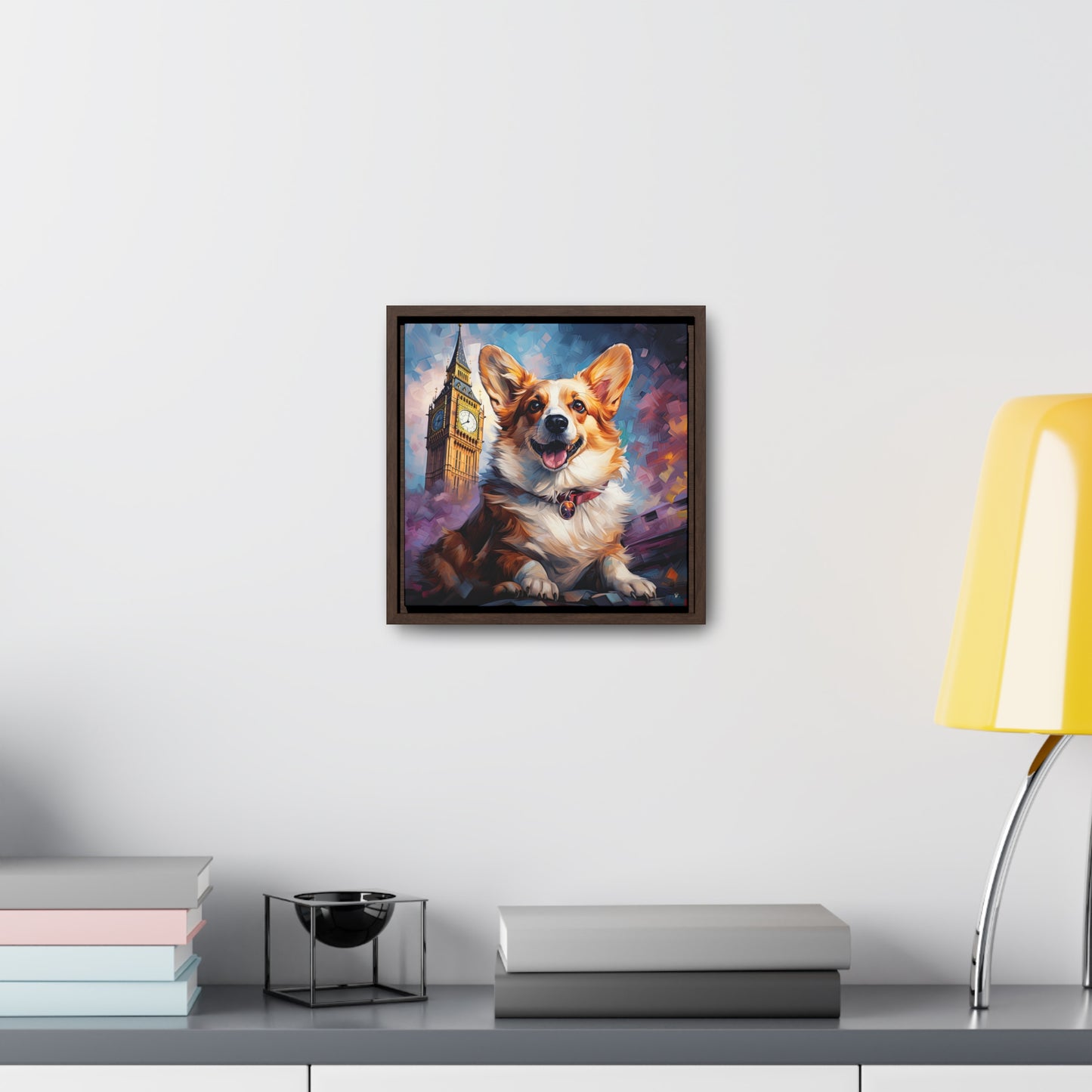 Corgi and Ben - Framed on Canvas