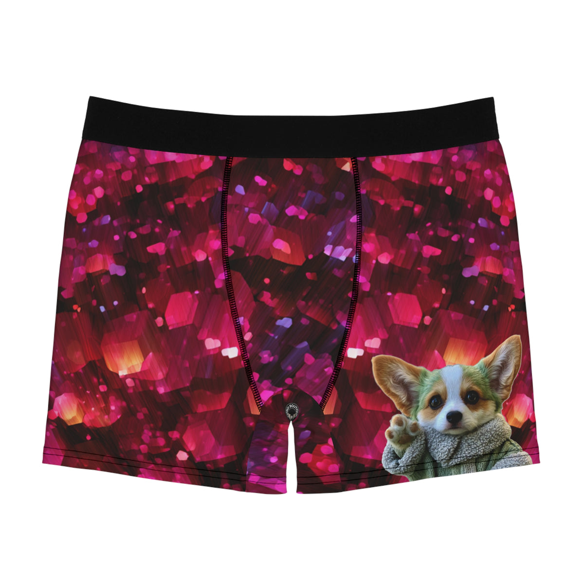 Baby Corgi Star Warrior Boxer Briefs - Black Red & Purple Galaxy Glitter Underwear