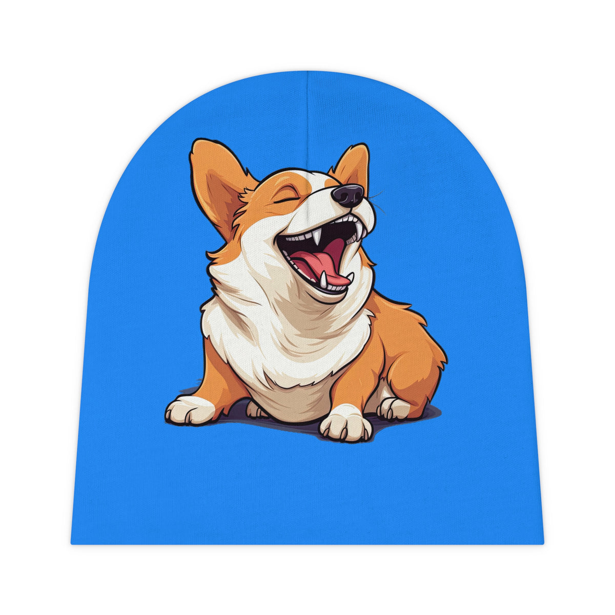 Comical Corgi All Smiles Blue Baby Beanie