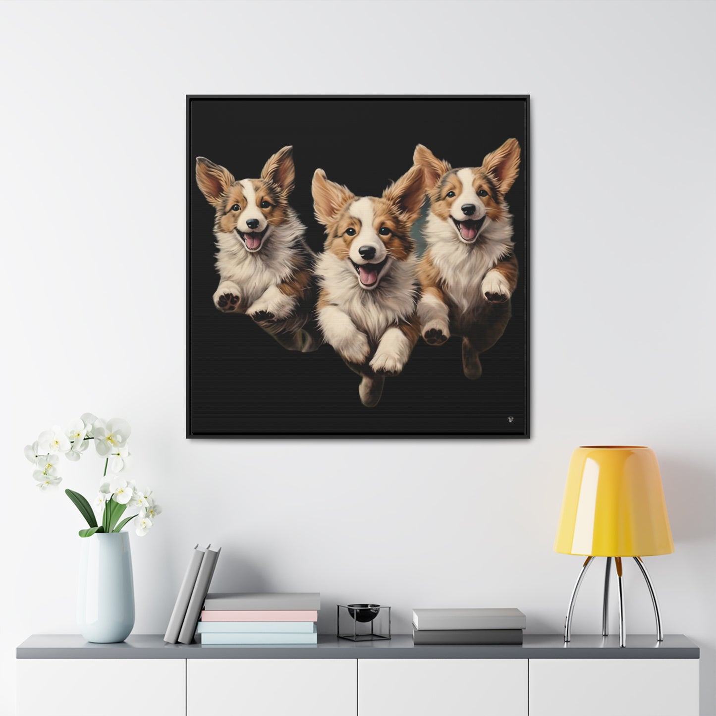 Corgi Enthusiasm - Framed on Canvas