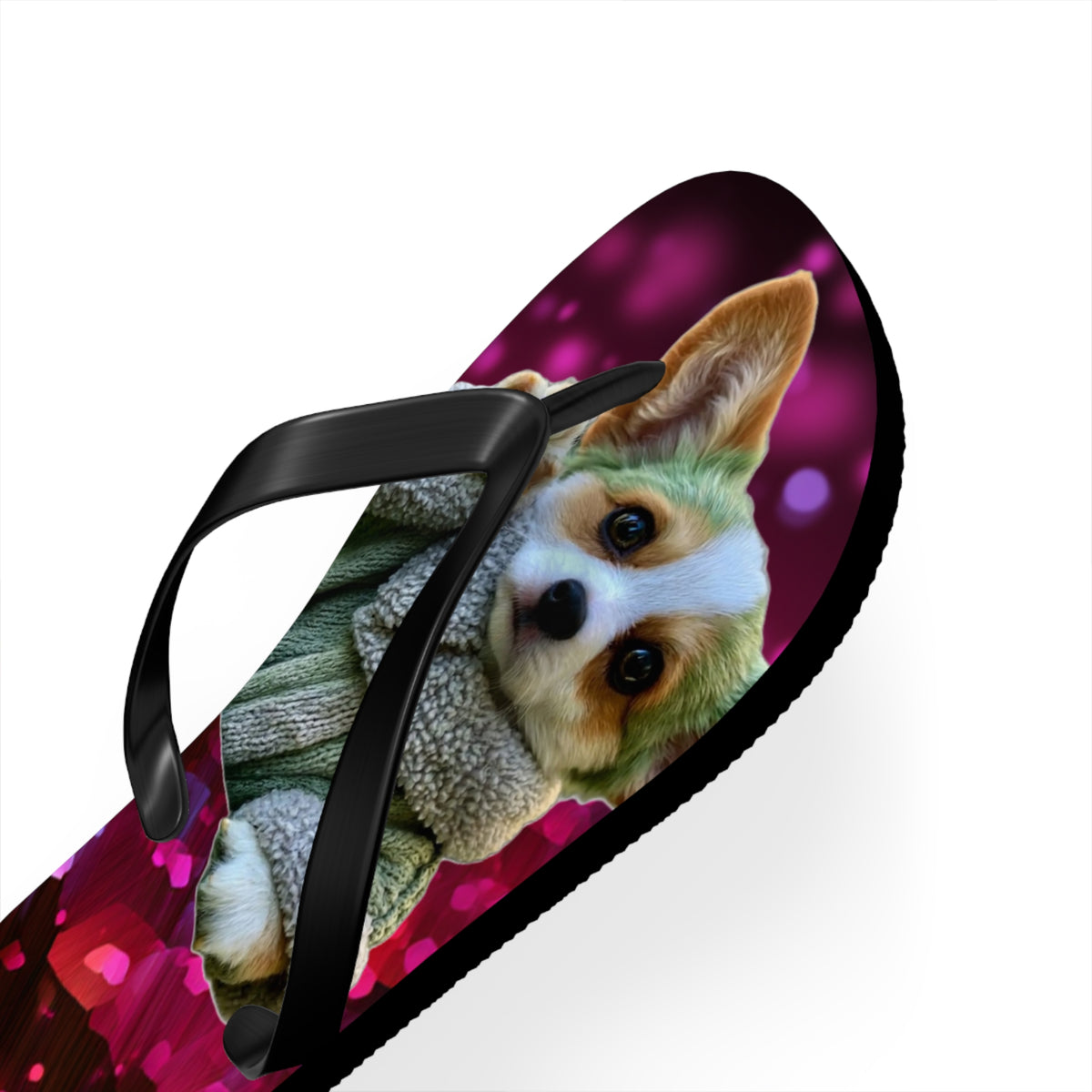 Baby Corgi Star Warrior Unisex Flip Flops — Galaxy Glitter Sandals