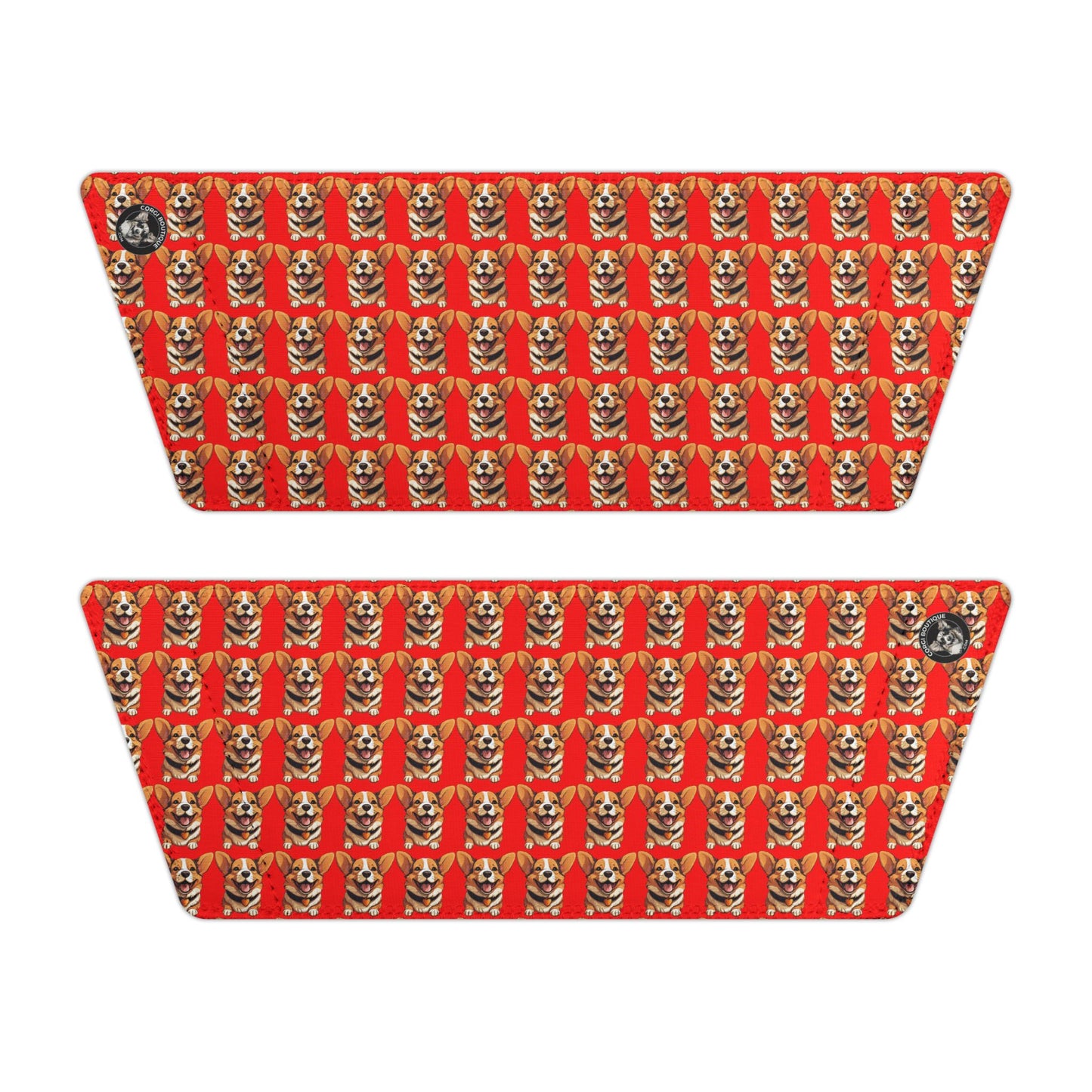 Puppy Love Smiling Corgi Mosaic Women's Casual Red & Black Slide Sandals - Pool & Beach Slides