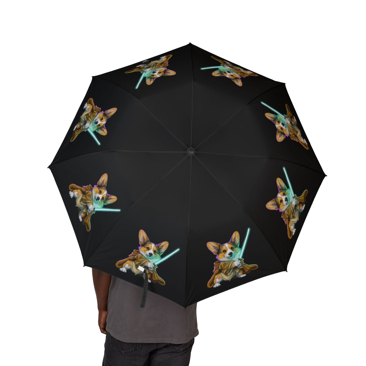 Little Light Knight Corgi Star Warrior Foldable Umbrella — Cute Star Dog Rain Protection