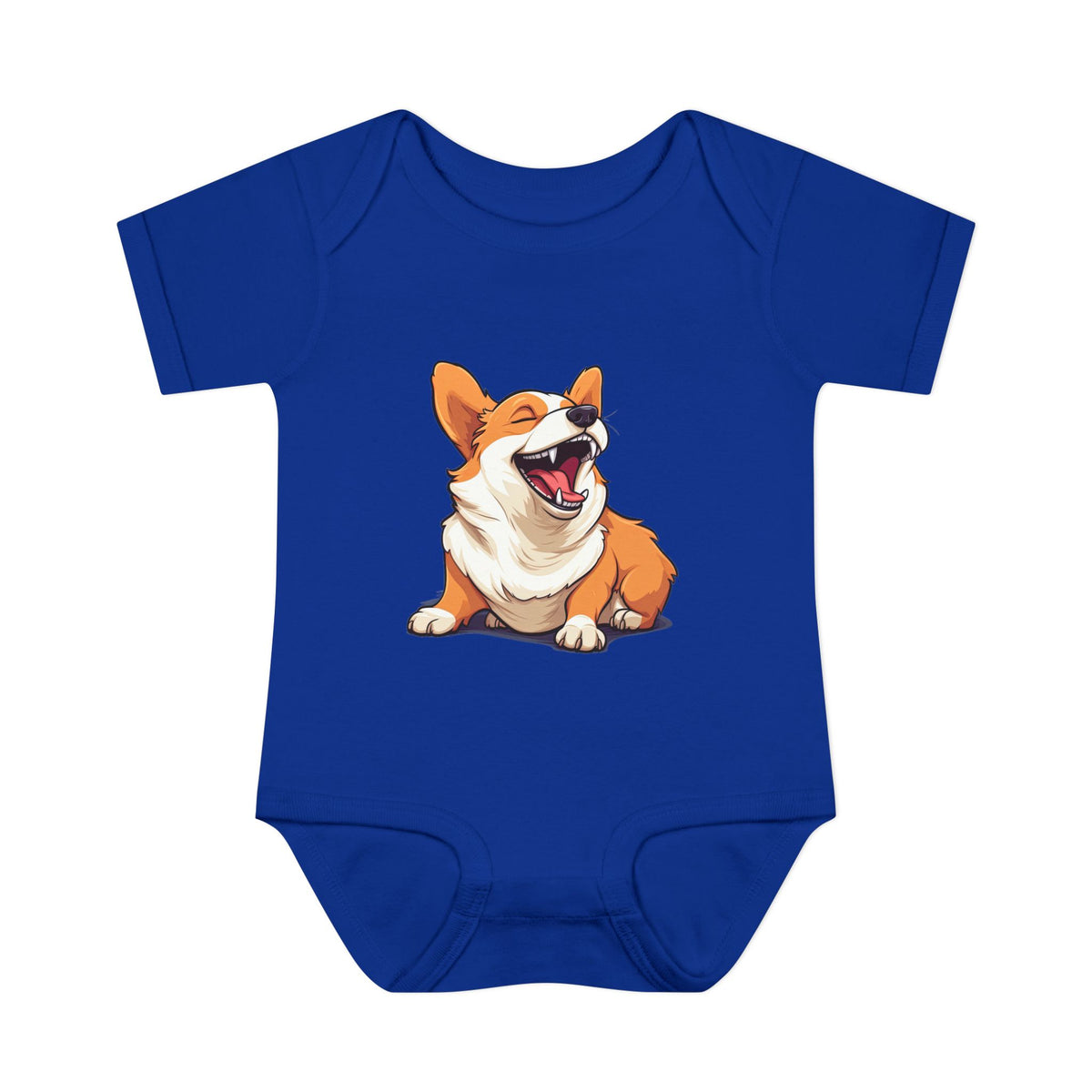 Comical Corgi All Smiles Infant Bodysuit in Blue or Pink