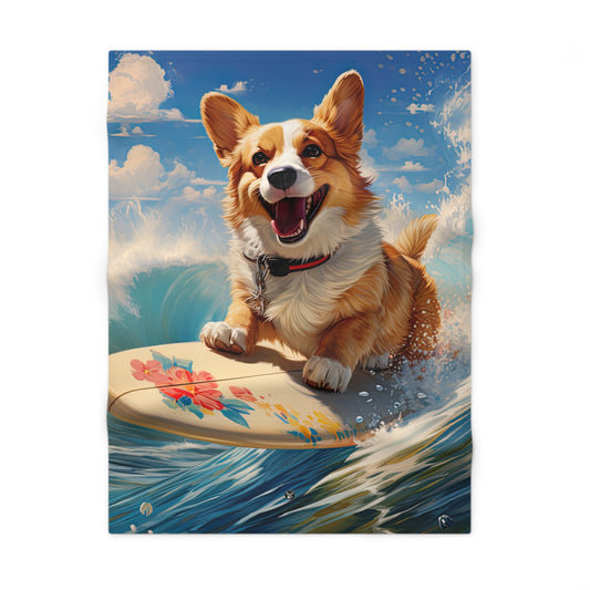 Cowabunga Corgi - Baby Blanket