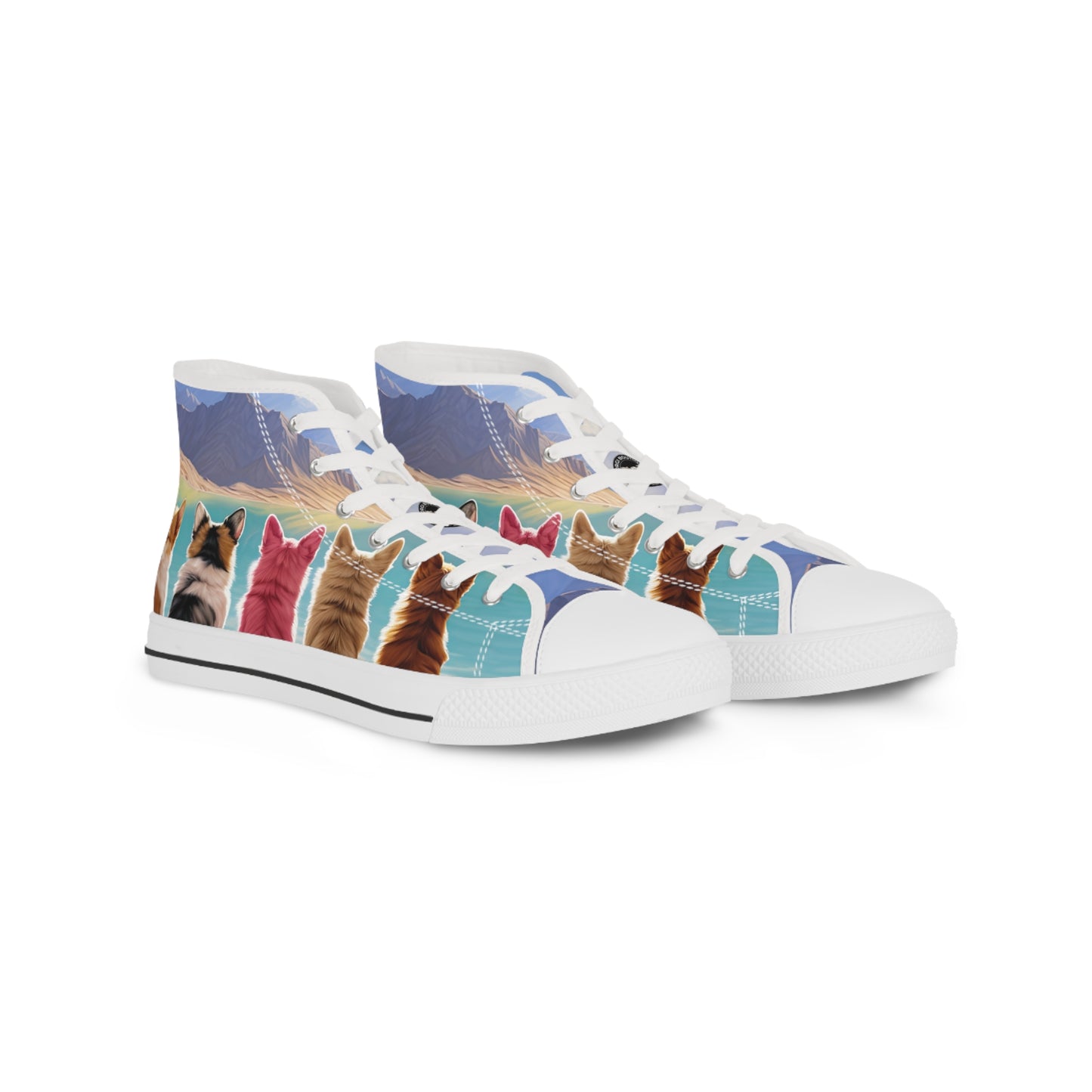 Corgi Lake Tranquil Portrait Men's High Top Casual Canvas Sneakers