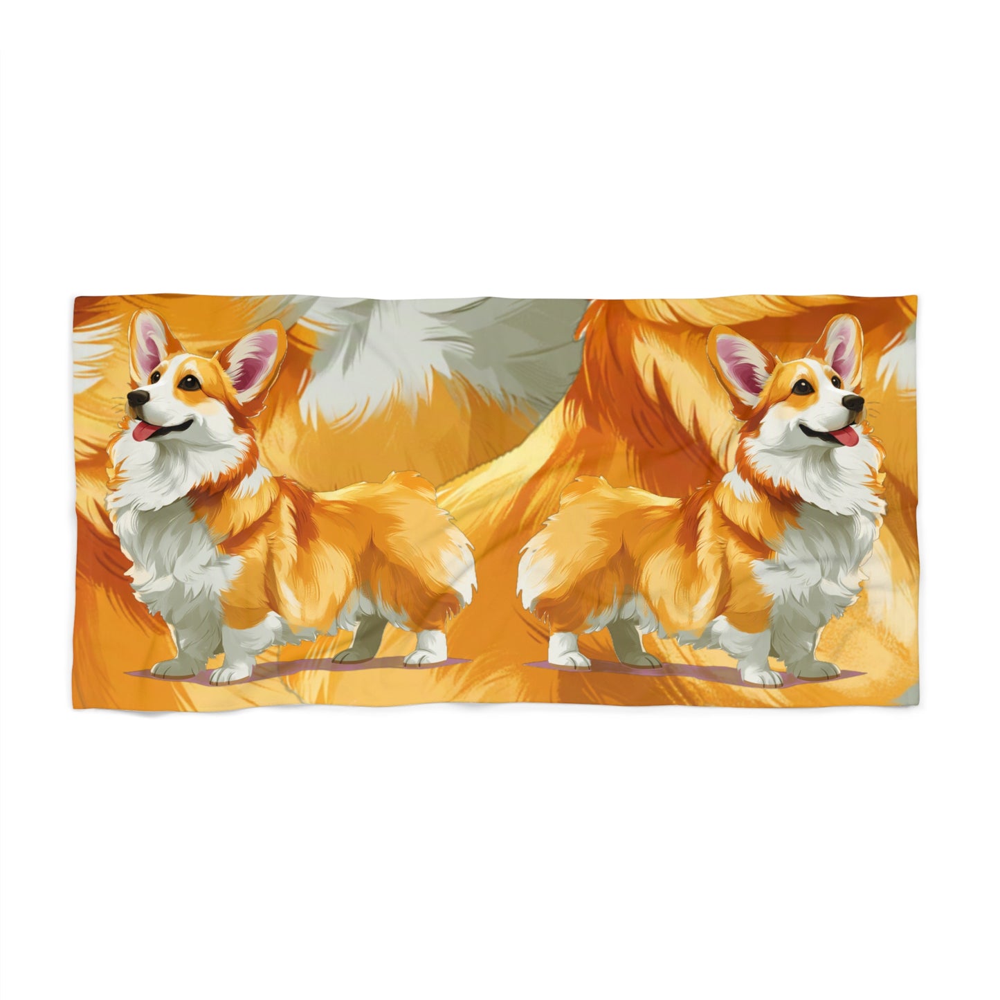 Classic Queen's Corgi Beach Towel – Pembroke Welsh Corgi Artistic Painting