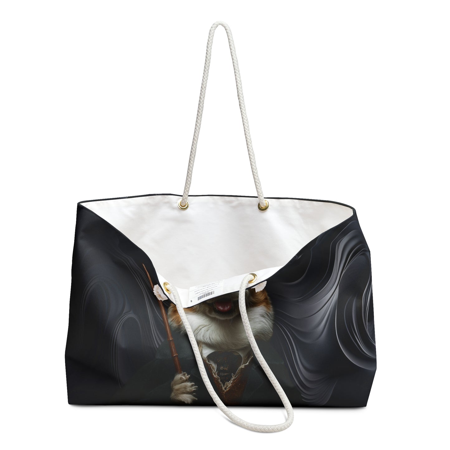 Corgi Potter Magic Wand Weekender Beach Bag – Wizard Themed Swirling Black Travel Tote