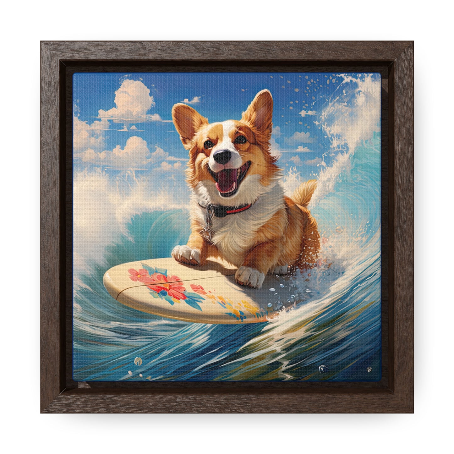 Cowabunga Corgi - Framed on Canvas