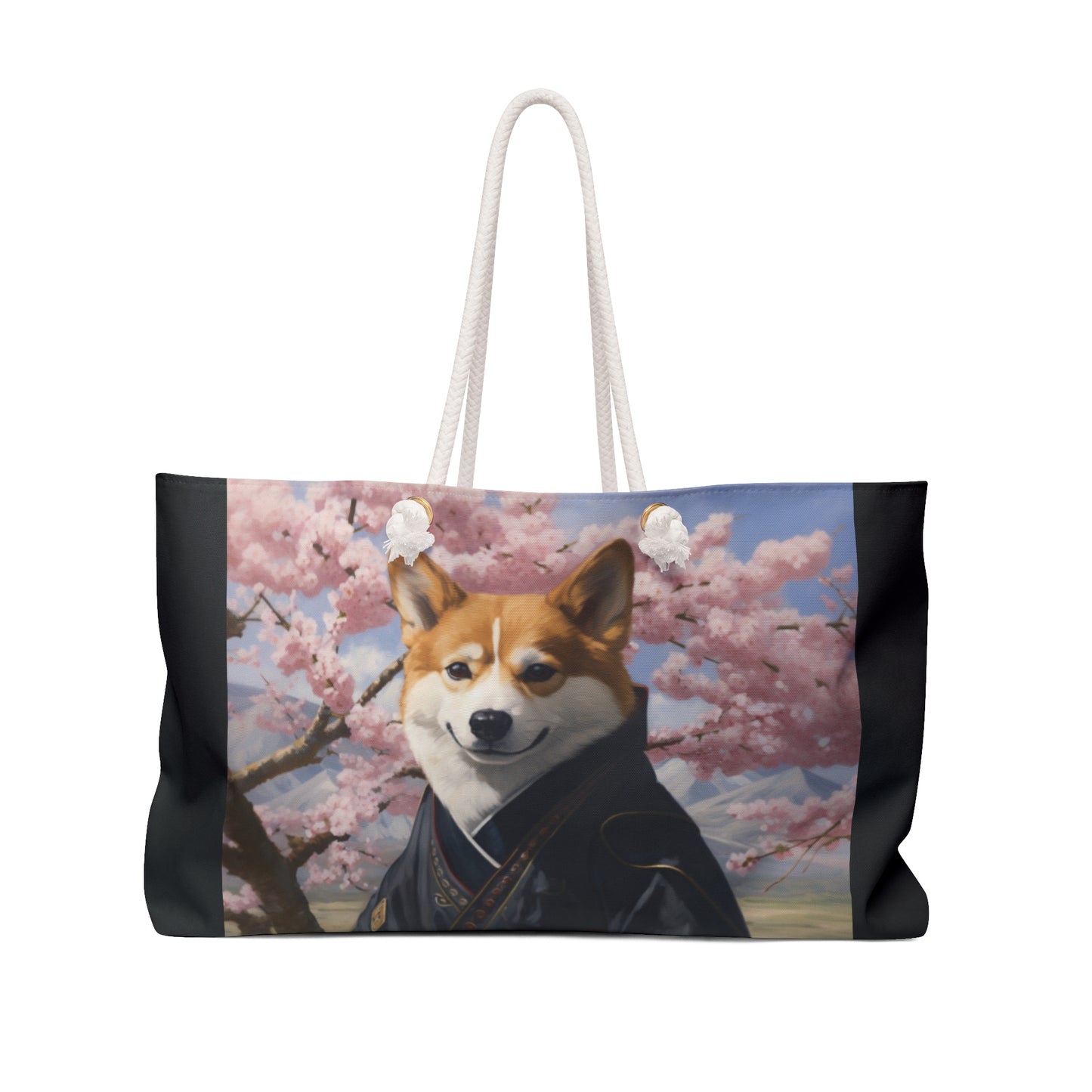 Samurai Corgi Weekender Beach Bag – Japanese Themed Travel Tote