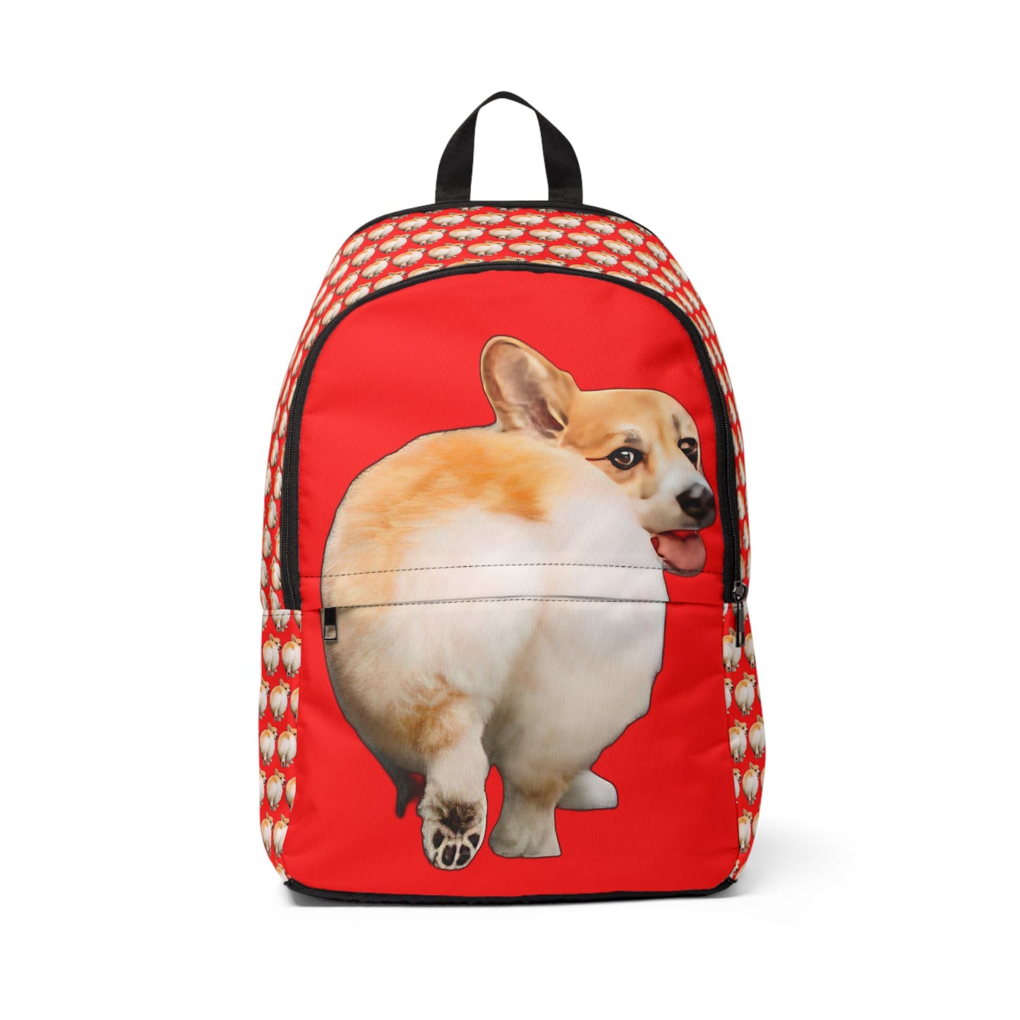 Baby Got Back Corgi Butt Pattern Backpack — Cute Corgi Print Red Rucksack