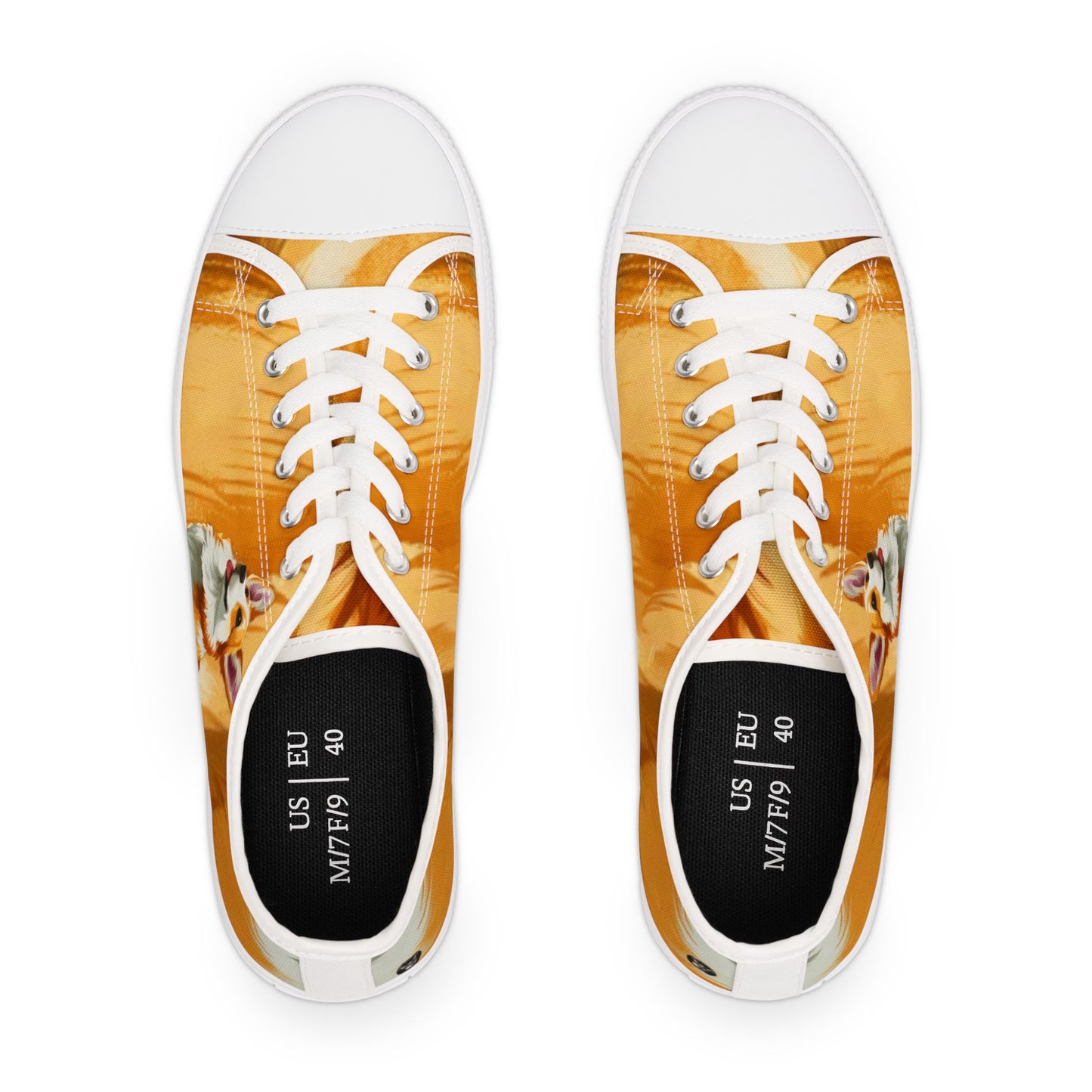 Hello Corgi Portrait Women’s Golden Fur Casual Canvas Low Top Sneakers