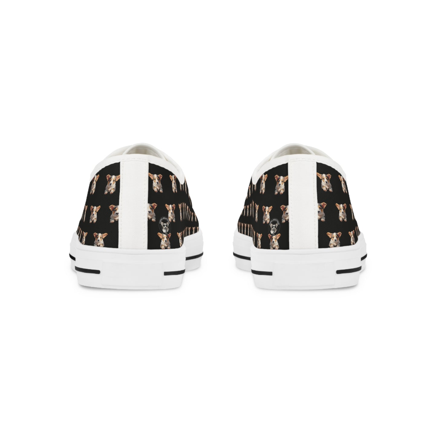 Puppy Corgi Portrait Men's Low Top Casual Black Canvas Sneakers
