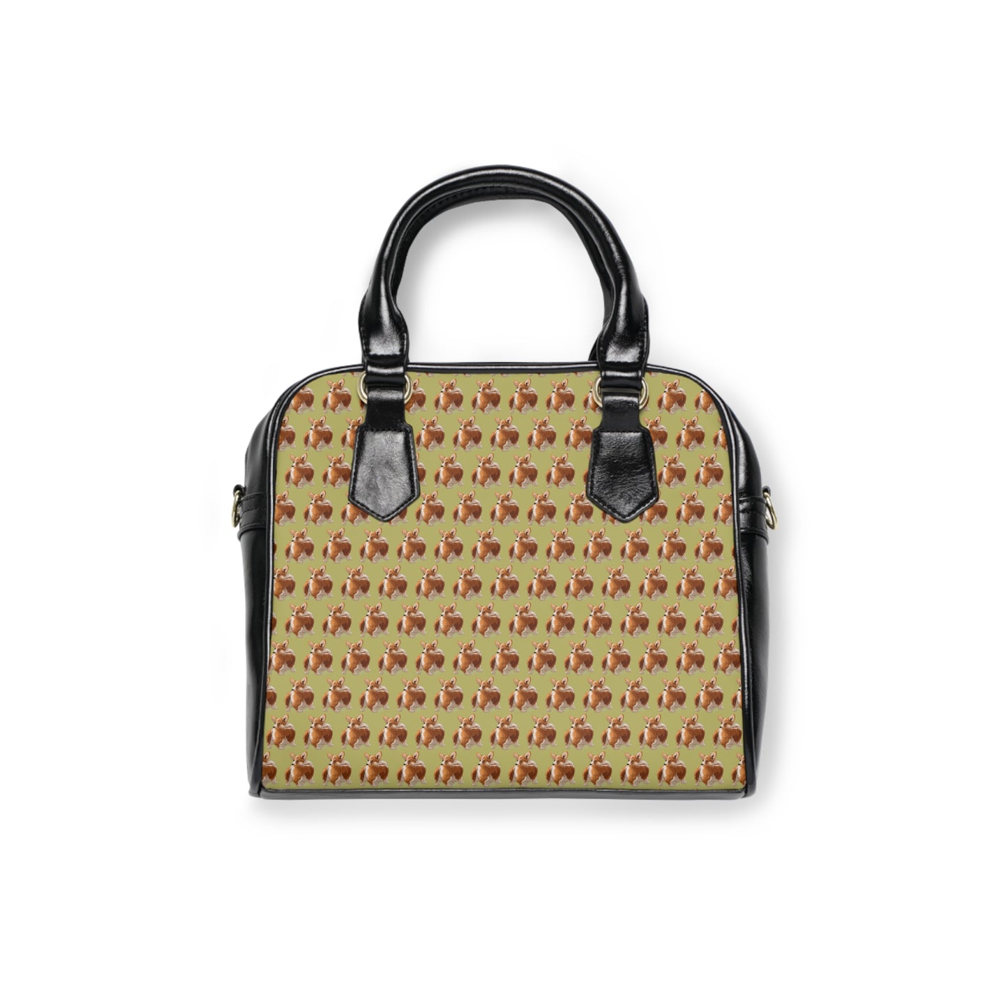 Butt What? Talk To The Butt Contemptuous Corgi Mosaic Pattern Khaki Shoulder Handbag