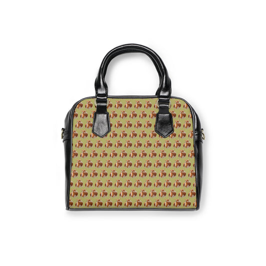 Butt What? Talk To The Butt Contemptuous Corgi Repeater Pattern Black & Tan Shoulder Handbag