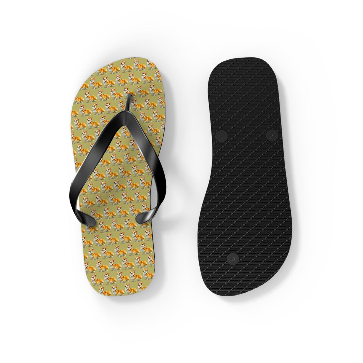 The Queen's Corgi Companion Repeater Pattern Flip-Flops - Cool Corgi Sandals