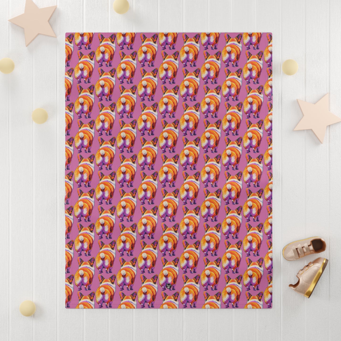 Corgi Butt Mosaic in Pink - Baby Blanket
