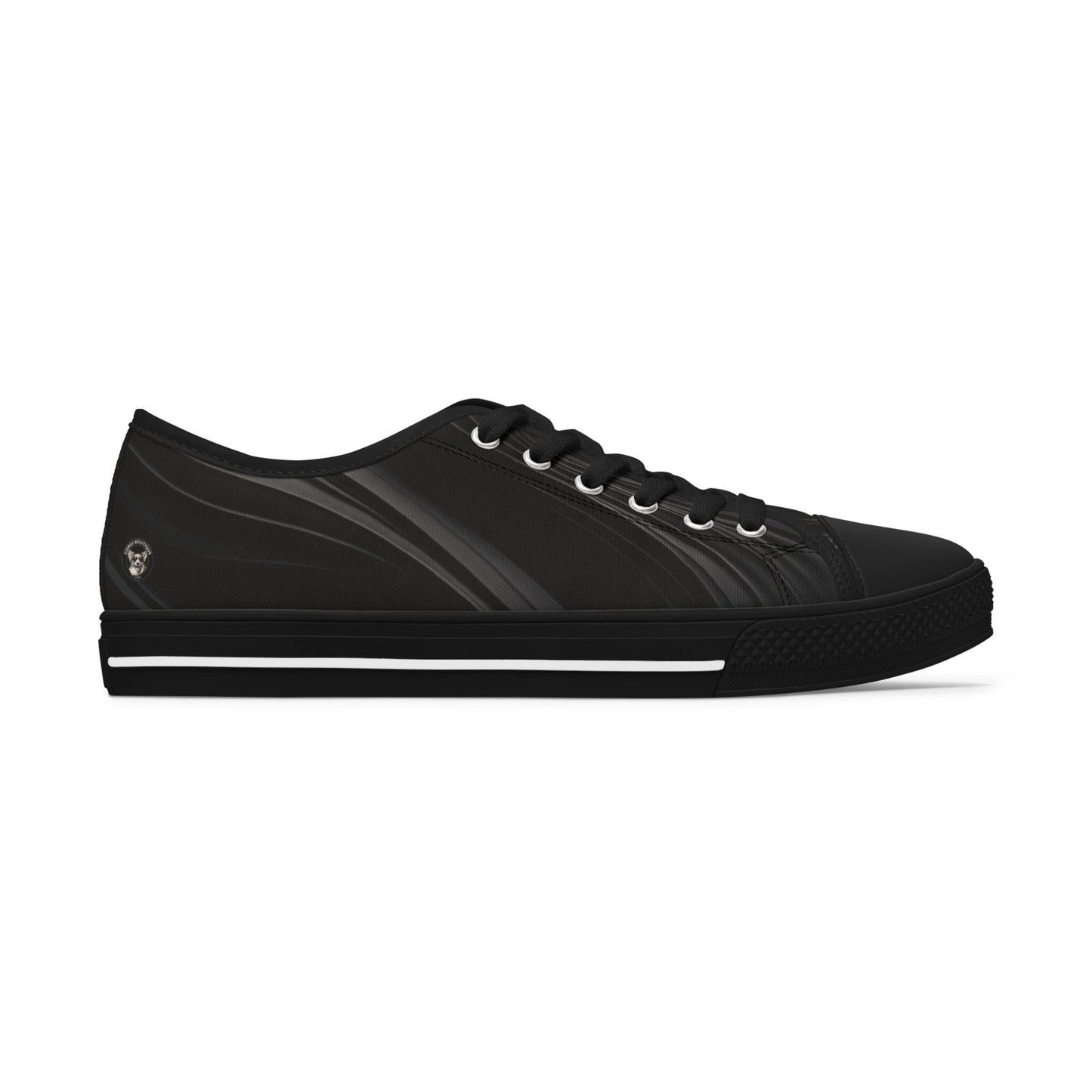 Samurai Corgi Black Swirl Women's Low-Top Casual Canvas Sneakers
