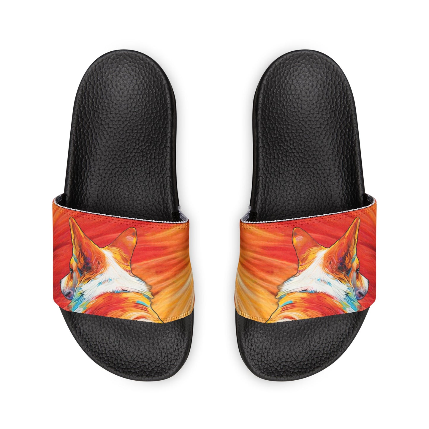 Peekaboo Corgi Vibrant Artistic Women's Casual Slide Sandals - Pool & Beach Slides