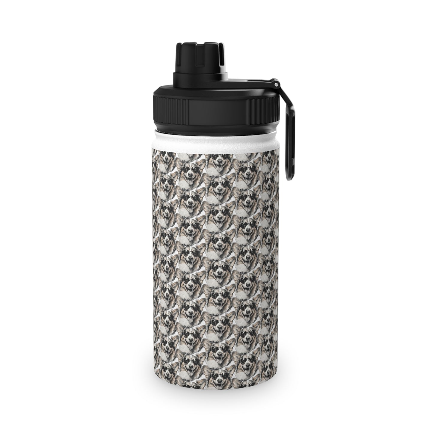 Corgi Cool Mosaic - Water Bottle with Sport Lid