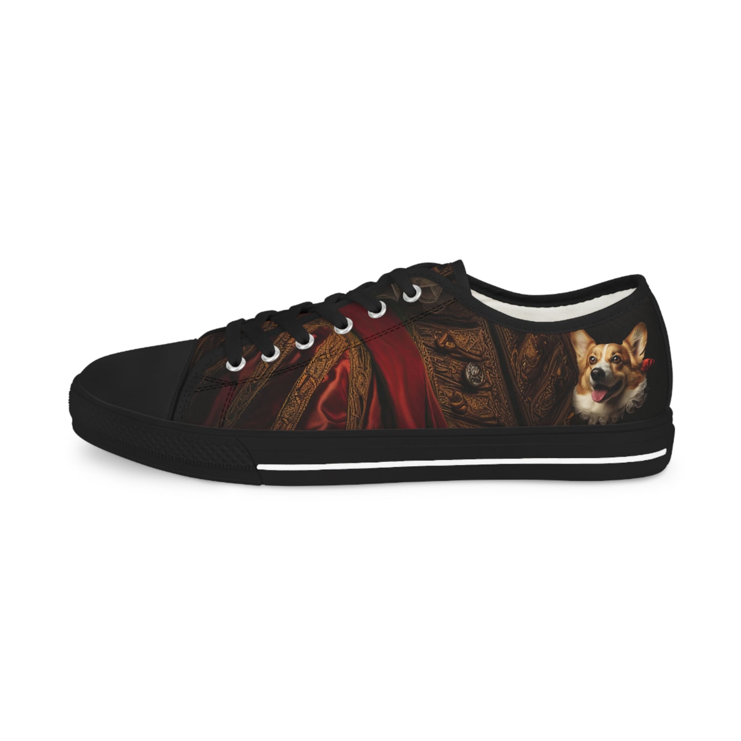 Renaissance Corgi Artistic Gothic Red Cloak Men's Low Top Casual Canvas Sneakers