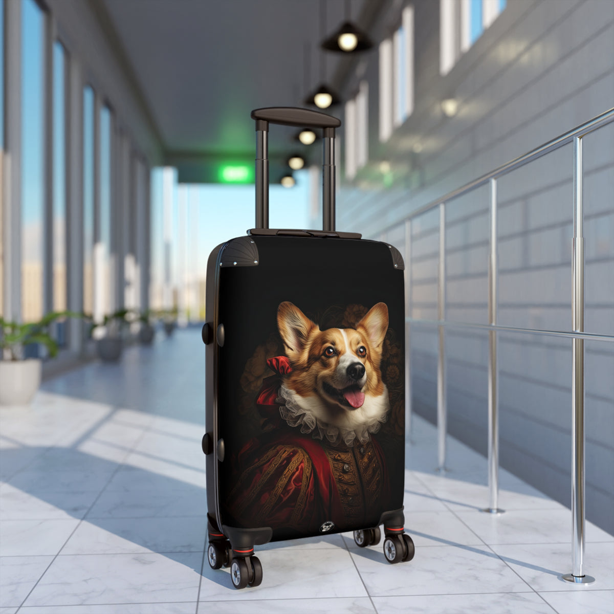 Renaissance Corgi In A Ruff Regal Portrait Travel Suitcases — Noble Corgi Rolling Luggage