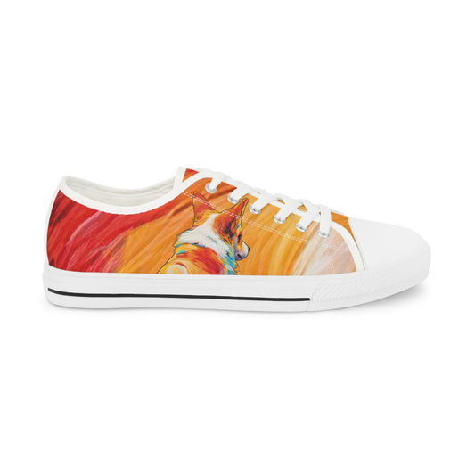 Peekaboo Corgi Vibrant Artistic Men's Low Top Casual Canvas Sneakers