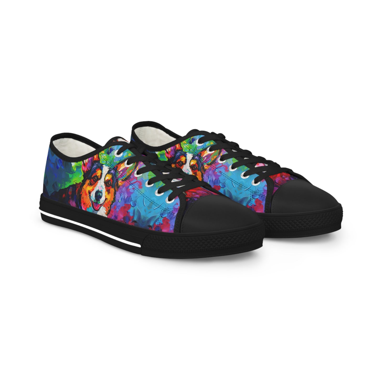 Color Me Corgi Vibrant Artistic Men's Low Top Casual Canvas Sneakers