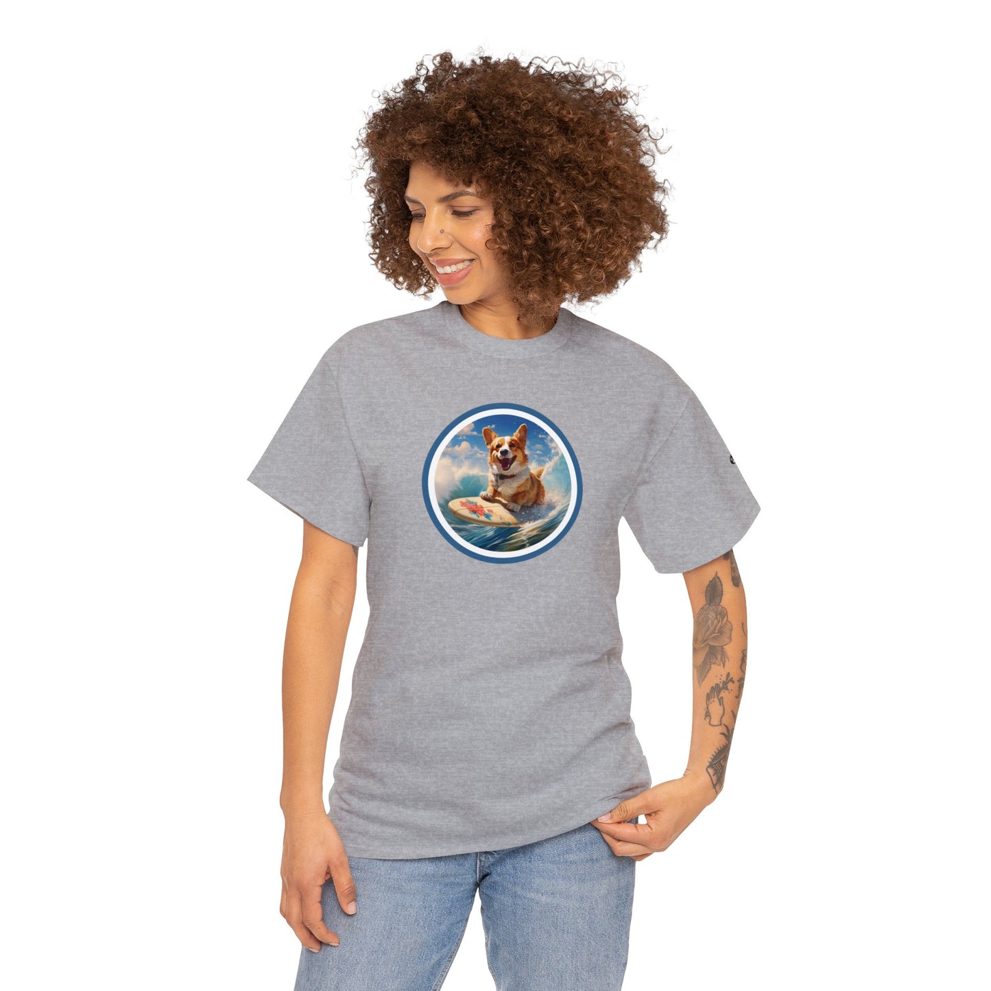 Cowabunga Corgi - Unisex Heavy Cotton Tee