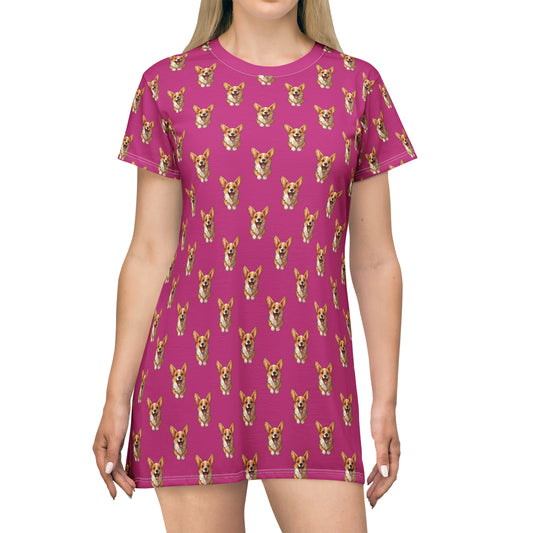 Corgi Cuteness Mosaic - T-Shirt Dress