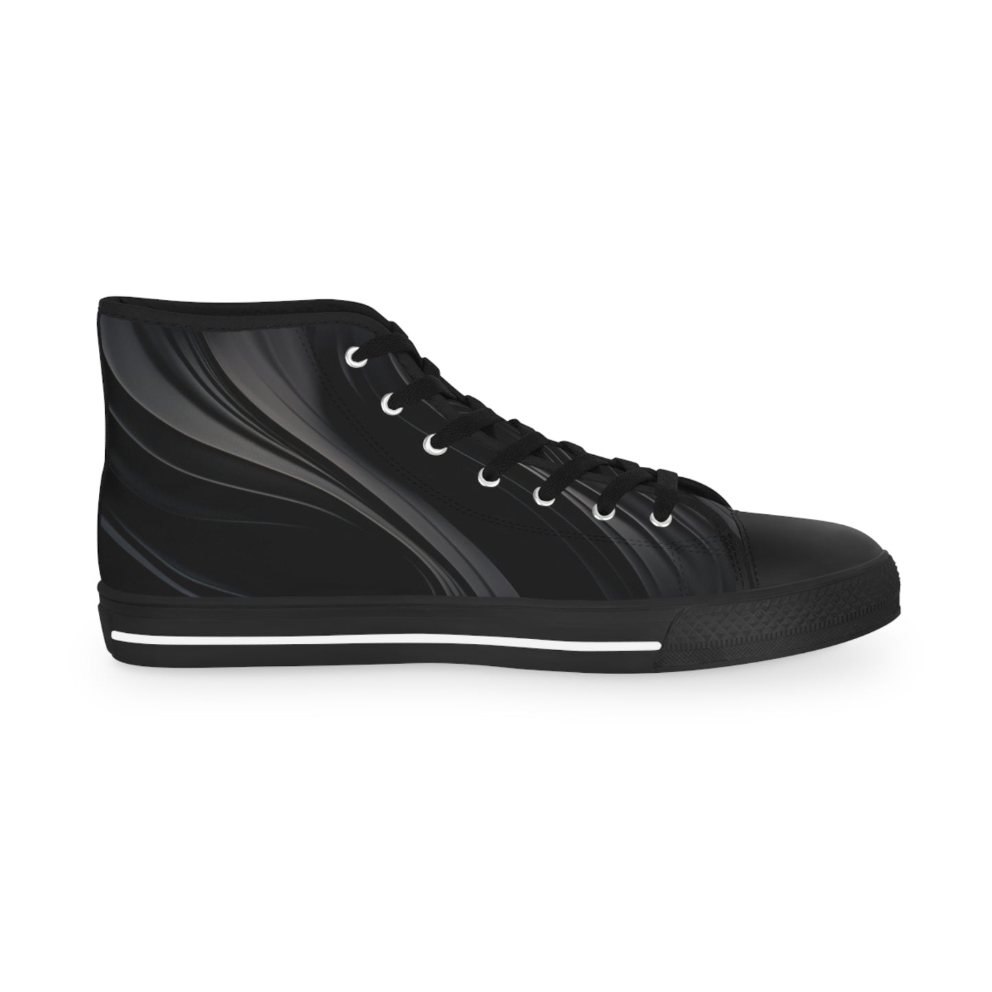 Samurai Corgi Black Wave Men's High Top Casual Canvas Sneakers