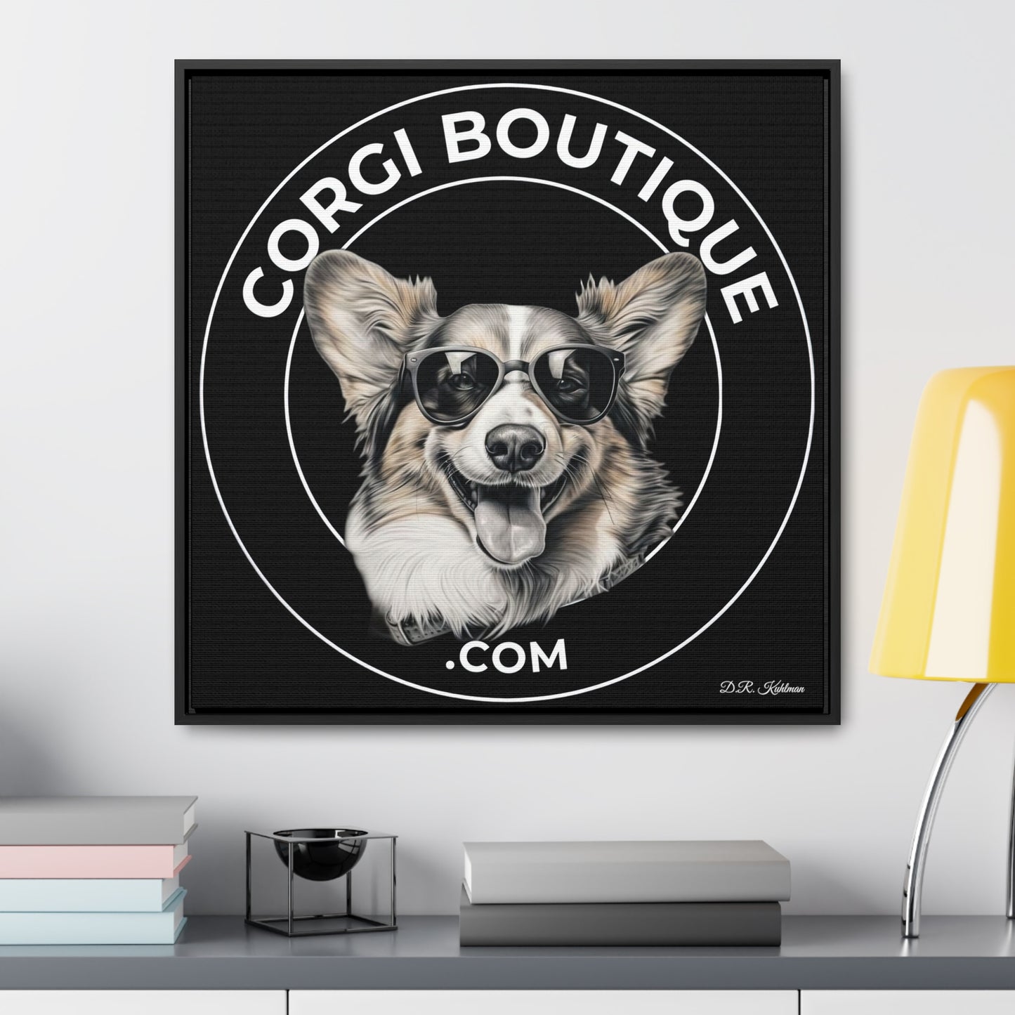 Corgi Boutique - Framed on Canvas