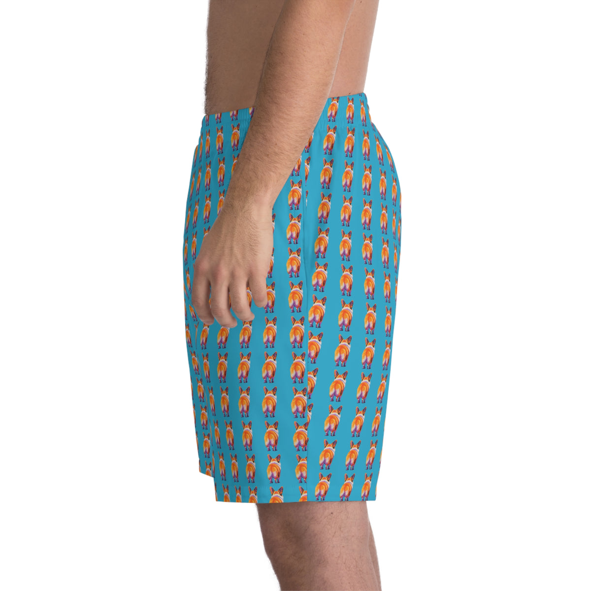 Corgi Butt Stripes Artistic Portrait - Blue Corgi Board Shorts