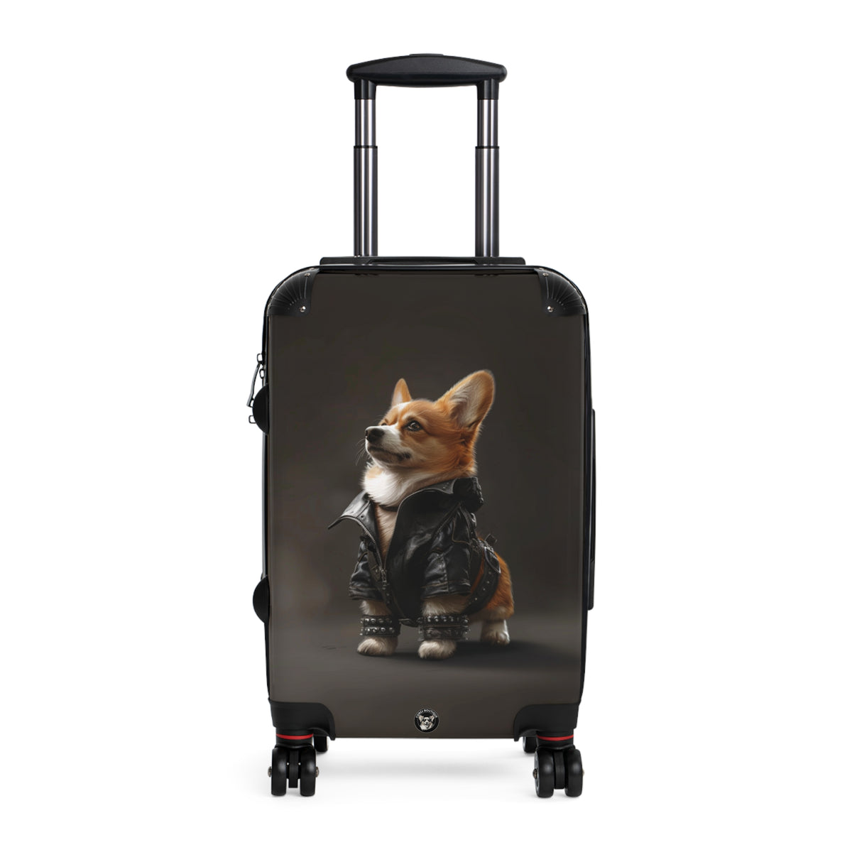 Leader of the Pack Corgi Travel Suitcases – Leather Jacket Clad Corgi Rolling Luggage