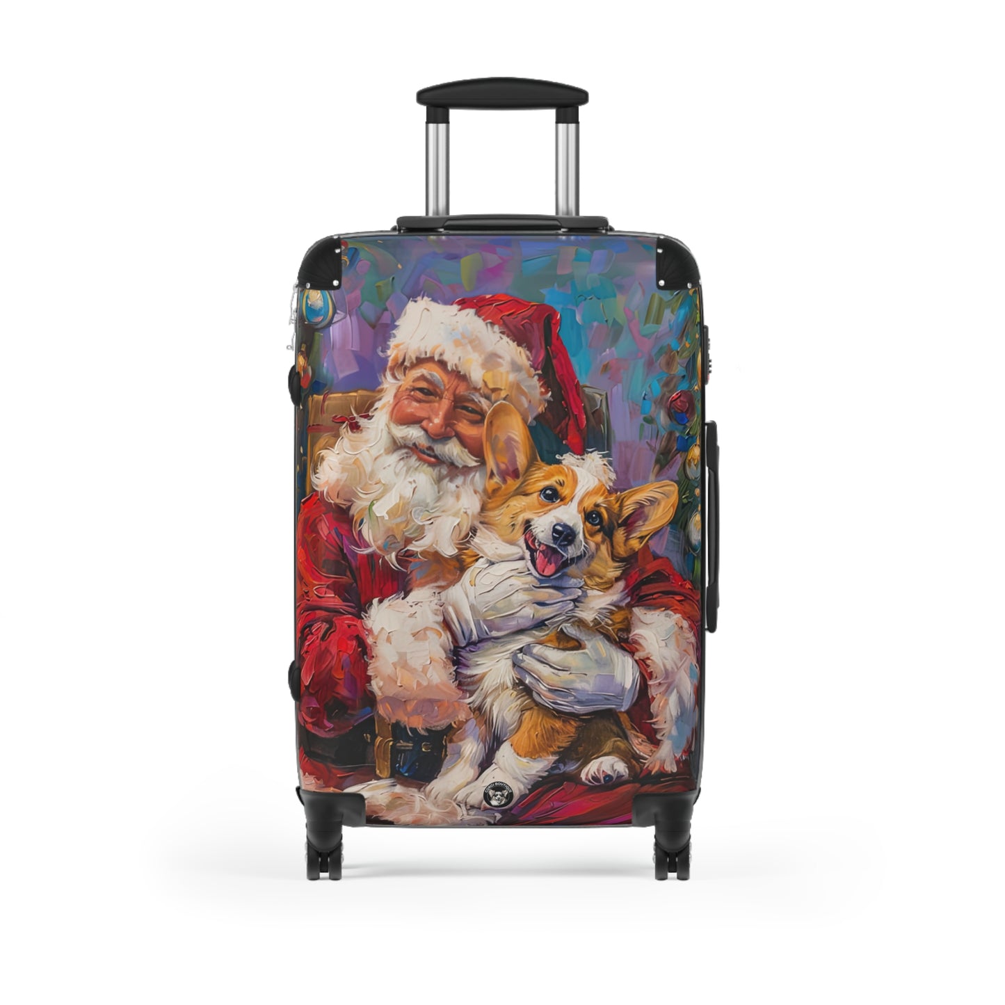 Christmas Corgi & Santa's Hug Travel Suitcases — Festive Holiday Rolling Luggage