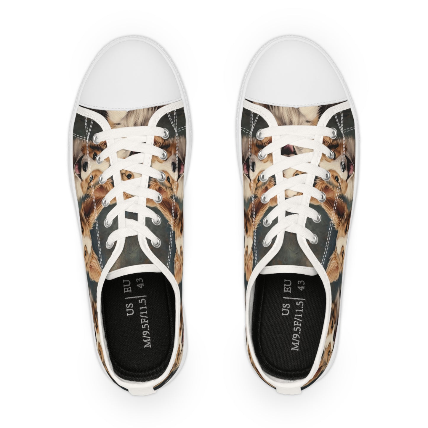 Corgi Pouncing Print Men's Low Top Casual Canvas Sneakers