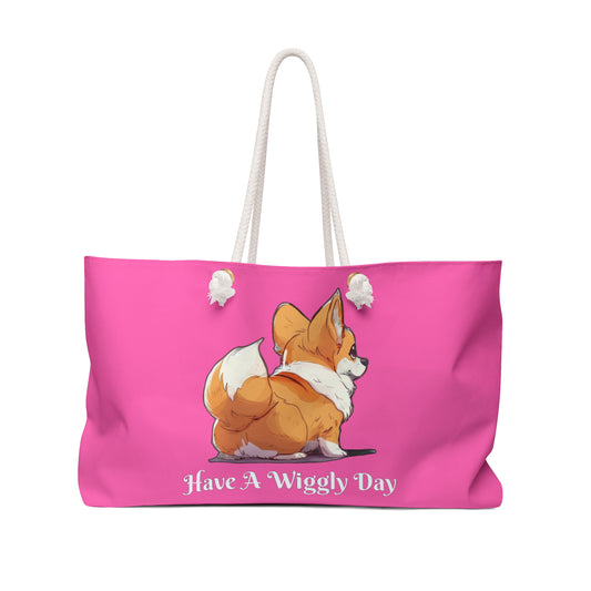 Have a Wiggly Day Weekender Beach Bag – Pink Corgi Travel Tote